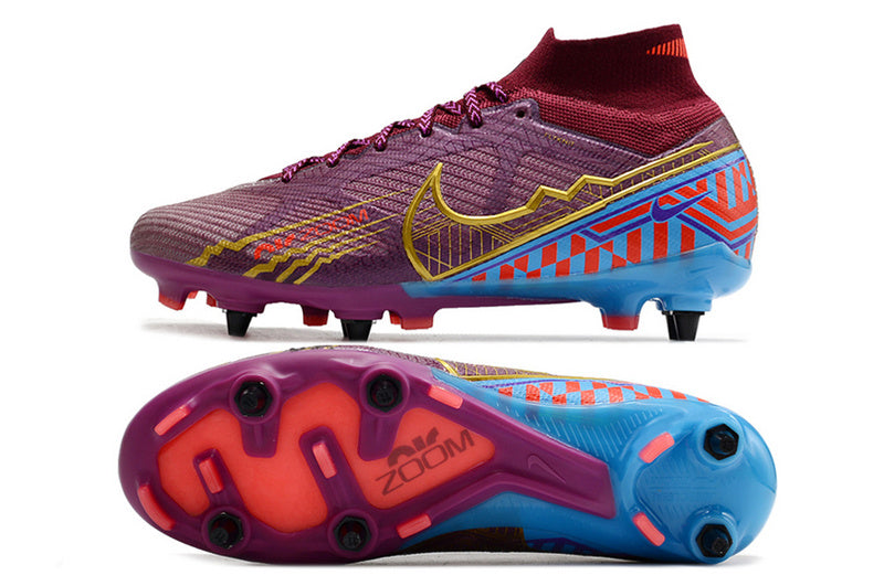 CHUTEIRA NIKE AIR ZOOM MERCURIAL SUPERFLY 9 ELITE TRAVA MISTA "MBAPPÉ" - VINHO