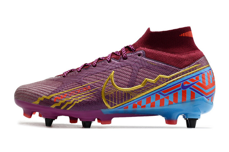 CHUTEIRA NIKE AIR ZOOM MERCURIAL SUPERFLY 9 ELITE TRAVA MISTA "MBAPPÉ" - VINHO