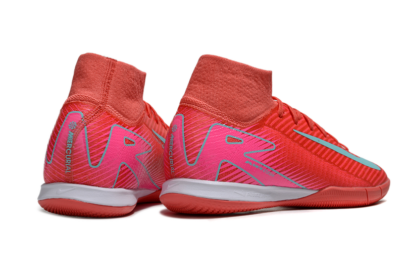 CHUTEIRA NIKE AIR ZOOM MERCURIAL SUPERFLY 10 ELITE FUTSAL "MAD ENERGY" - VERMELHA E CIANO