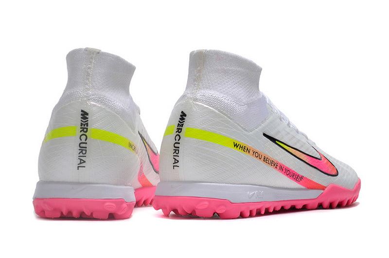 CHUTEIRA NIKE MERCURIAL AIR ZOOM SUPERFLY 9 ELITE SOCIETY "RASHFORD" - BRANCA E ROSA