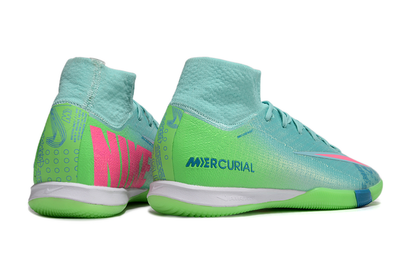 CHUTEIRA NIKE AIR ZOOM MERCURIAL SUPERFLY 10 ELITE FUTSAL - AZUL, VERDE E ROSA