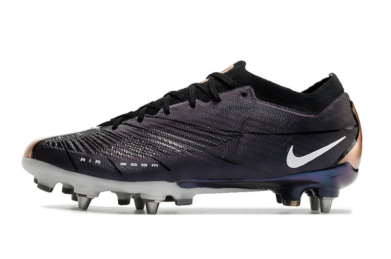 CHUTEIRA NIKE AIR ZOOM MERCURIAL VAPOR 15 ELITE TRAVA MISTA "2001" - PRETA E COBRE