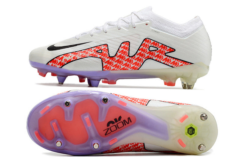 CHUTEIRA NIKE AIR ZOOM MERCURIAL VAPOR 15 ELITE TRAVA MISTA FIXA "DISRUPTION" - BRANCA E VERMELHO
