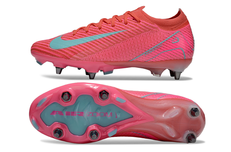 CHUTEIRA NIKE AIR ZOOM MERCURIAL VAPOR 16 ELITE TRAVA MISTA "MAD ENERGY" - VERMELHA E CIANO