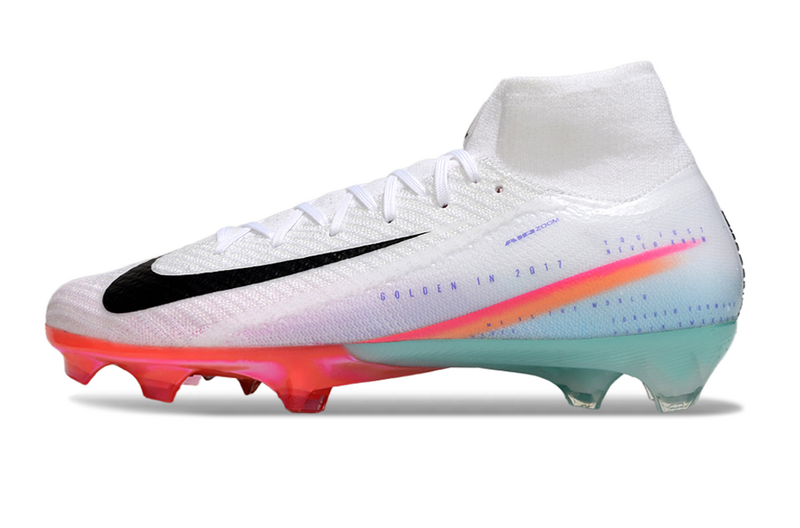 CHUTEIRA NIKE AIR ZOOM MERCURIAL SUPERFLY 10 ELITE CAMPO - BRANCA E COLORIDA