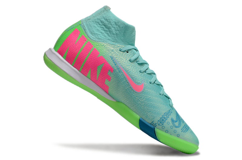 CHUTEIRA NIKE AIR ZOOM MERCURIAL SUPERFLY 10 ELITE FUTSAL - AZUL, VERDE E ROSA