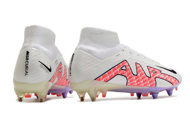 CHUTEIRA NIKE AIR ZOOM MERCURIAL SUPERFLY 9 ELITE TRAVA MISTA FIXA "DISRUPTION" - BRANCA E VERMELHA