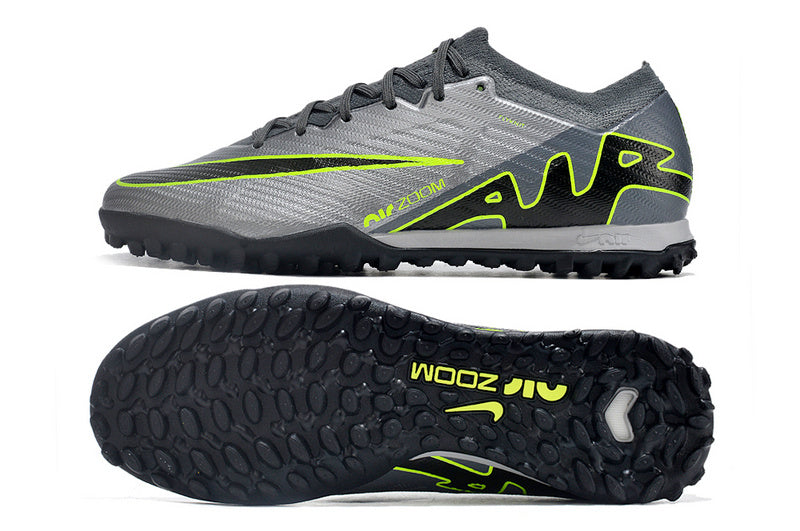 CHUTEIRA NIKE MERCURIAL AIR ZOOM VAPOR 15 ELITE SOCIETY - CINZA E VERDE