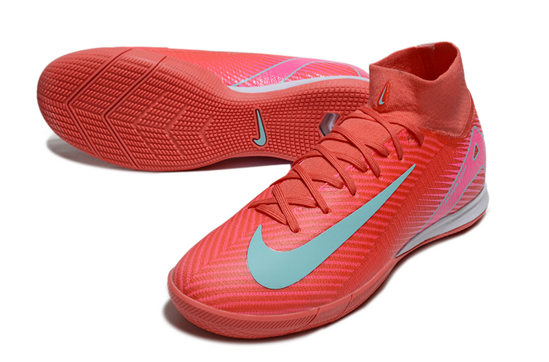 CHUTEIRA NIKE AIR ZOOM MERCURIAL SUPERFLY 10 ELITE FUTSAL "MAD ENERGY" - VERMELHA E CIANO