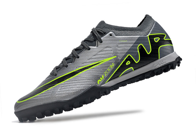CHUTEIRA NIKE MERCURIAL AIR ZOOM VAPOR 15 ELITE SOCIETY - CINZA E VERDE