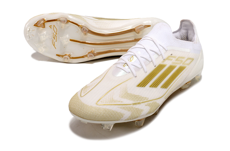 ADIDAS F50.1 ELITE CAMPO  "DAY SPARK" – BRANCA E DOURADA