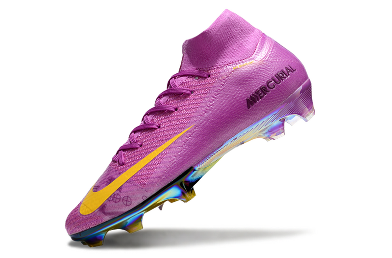 CHUTEIRA NIKE AIR ZOOM MERCURIAL SUPERFLY 10 ELITE CAMPO - ROXA E AMARELA