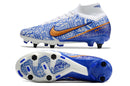 CHUTEIRA NIKE AIR ZOOM MERCURIAL SUPERFLY 9 ELITE TRAVA MISTA "CR7" - BRANCA E AZUL