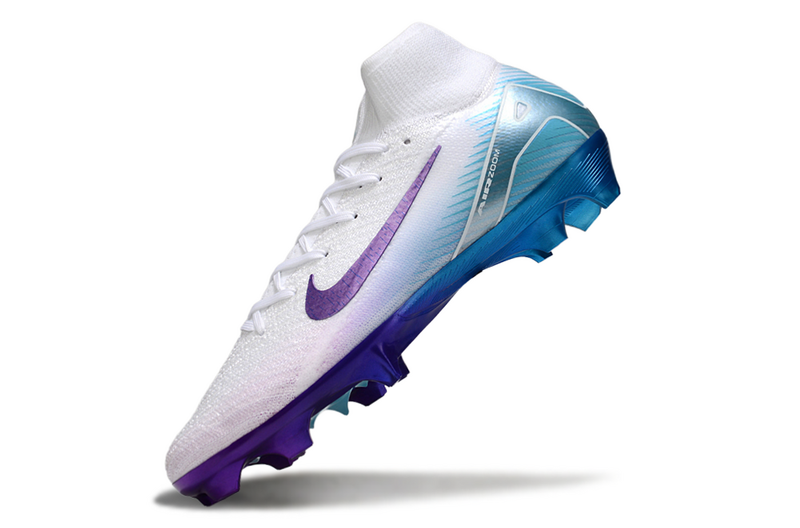 CHUTEIRA NIKE AIR ZOOM MERCURIAL SUPERFLY 10 ELITE CAMPO "CHROMATIC" - BRANCA E ROXA