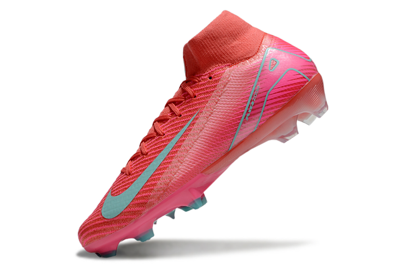 CHUTEIRA NIKE AIR ZOOM MERCURIAL SUPERFLY 10 ELITE CAMPO "MAD ENERGY" - VERMELHA E CIANO