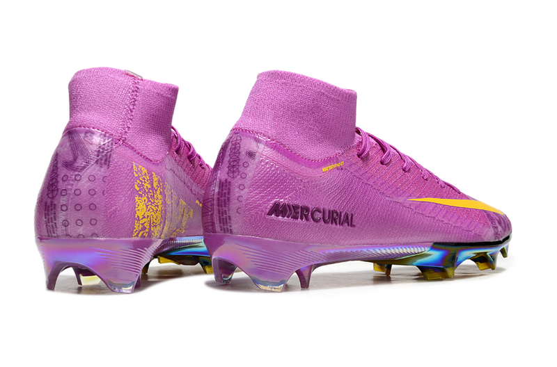 CHUTEIRA NIKE AIR ZOOM MERCURIAL SUPERFLY 10 ELITE CAMPO - ROXA E AMARELA
