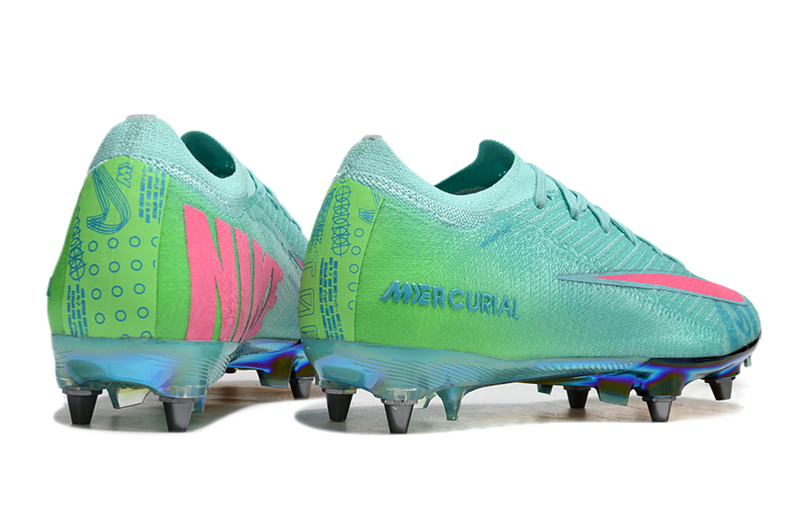 CHUTEIRA NIKE AIR ZOOM MERCURIAL VAPOR 16 ELITE TRAVA MISTA "COSMIC SPEED 2" - VERDE E ROSA
