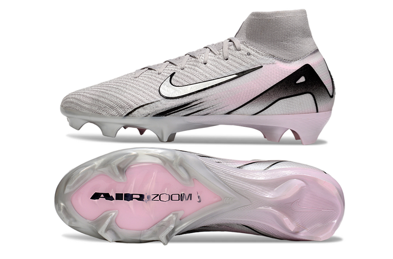 CHUTEIRA NIKE AIR ZOOM MERCURIAL SUPERFLY 10 ELITE CAMPO - CINZA E ROSA