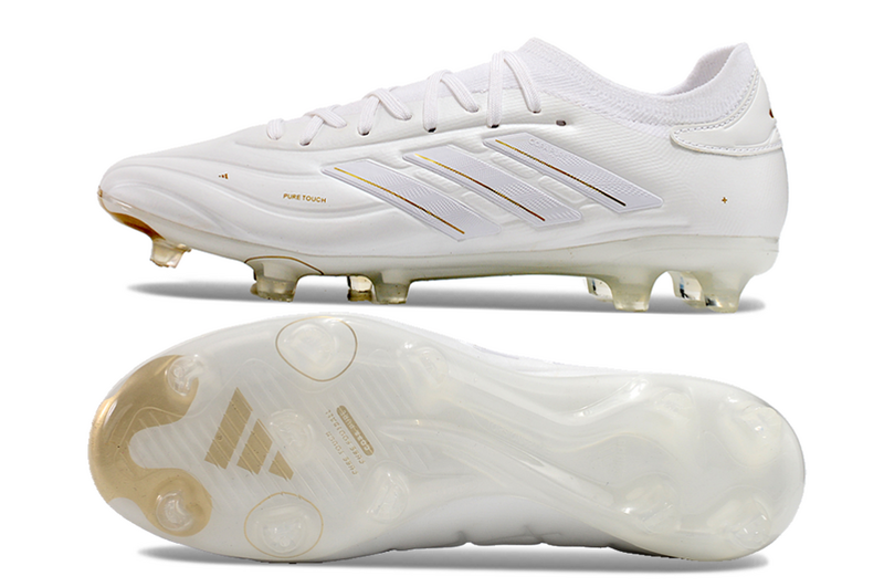 CHUTEIRA ADIDAS COPA PURE II CAMPO "PEARLIZED" BRANCA E DOURADA