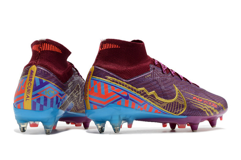 CHUTEIRA NIKE AIR ZOOM MERCURIAL SUPERFLY 9 ELITE TRAVA MISTA FIXA "MBAPPÉ" - ROXA