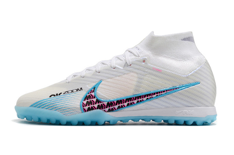 CHUTEIRA NIKE MERCURIAL AIR ZOOM SUPERFLY 9 ELITE SOCIETY "BLAST" - BRANCA E AZUL