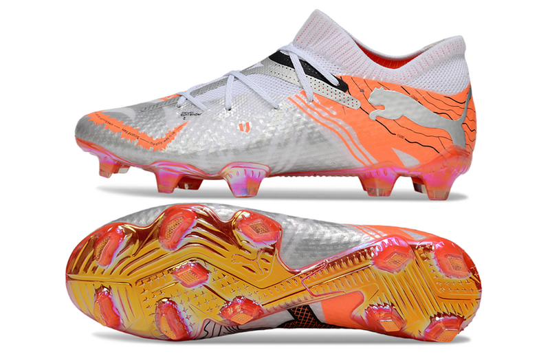 CHUTEIRA PUMA FUTURE 7 ULTIMATE CAMPO - CINZA E LARANJA