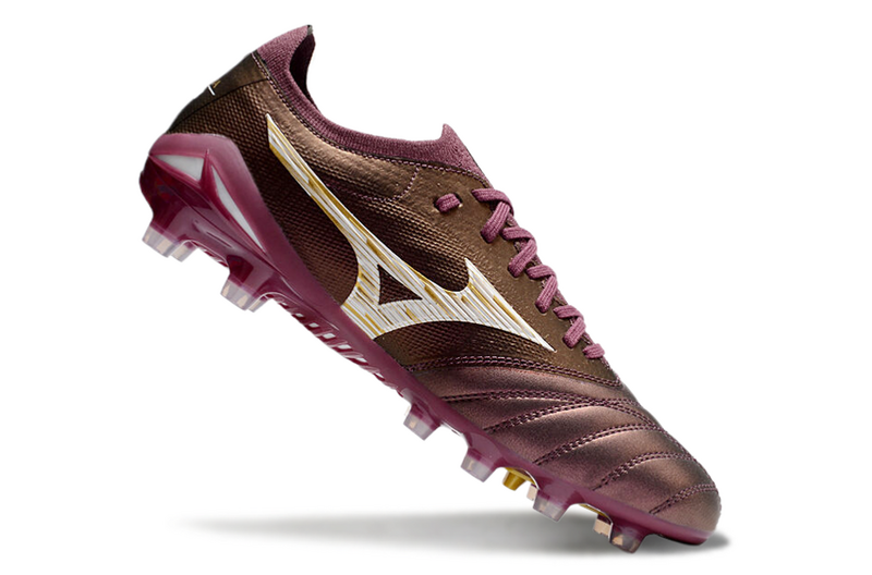 CHUTEIRA MIZUNO MORELIA NEO IV JAPAN CAMPO - MARROM E ROXO