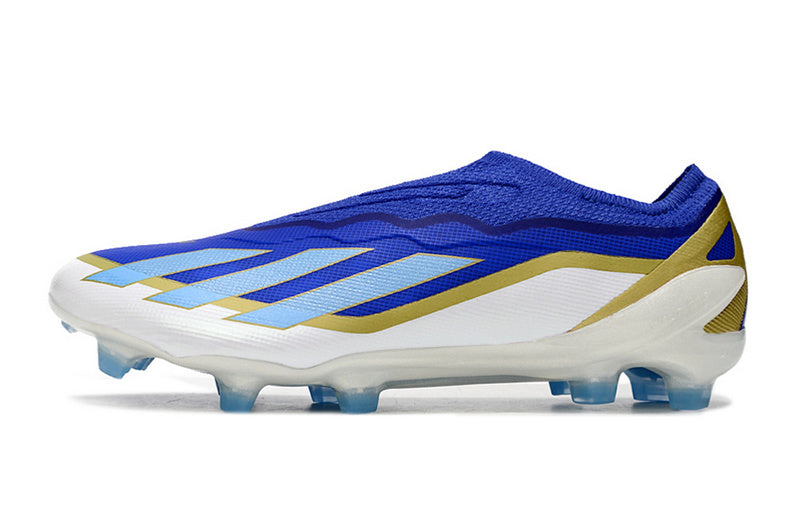 CHUTEIRA ADIDAS X CRAZYFAST+ CAMPO "SPARK GEN10S"  - AZUL E BRANCA