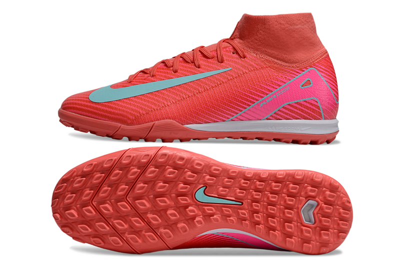 CHUTEIRA NIKE MERCURIAL AIR ZOOM SUPERFLY 10 ELITE SOCIETY "MAD ENERGY" - VERMELHA E CIANO