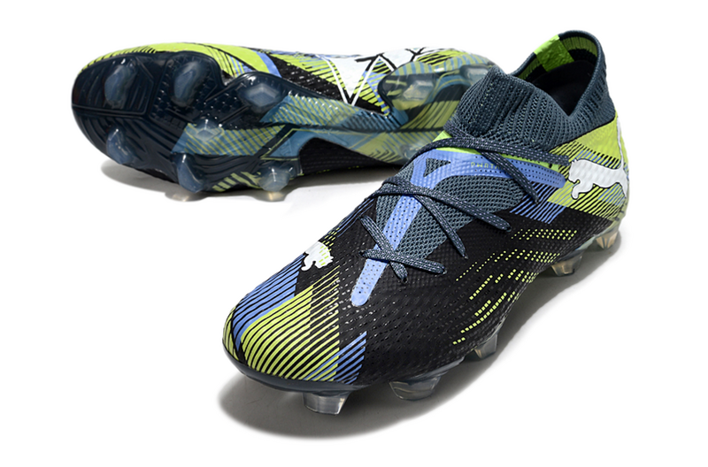 CHUTEIRA PUMA FUTURE 7 ULTIMATE CAMPO - AZUL E VERDE