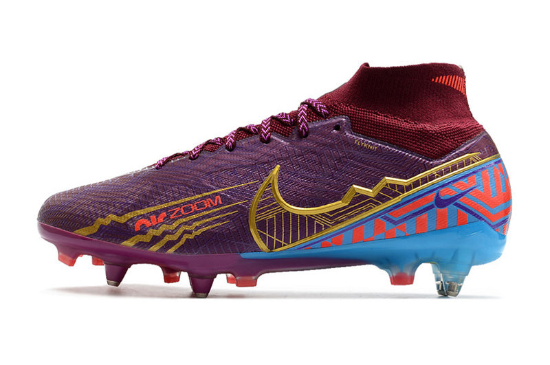 CHUTEIRA NIKE AIR ZOOM MERCURIAL SUPERFLY 9 ELITE TRAVA MISTA FIXA "MBAPPÉ" - ROXA