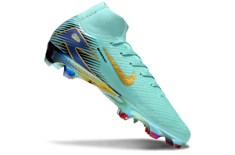 CHUTEIRA NIKE AIR ZOOM MERCURIAL SUPERFLY 10 ELITE CAMPO - VERDE E DOURADA