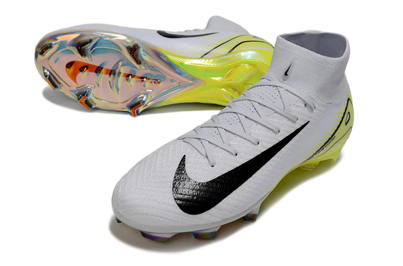 CHUTEIRA NIKE AIR ZOOM MERCURIAL SUPERFLY 10 ELITE CAMPO - BRANCA E AMARELA