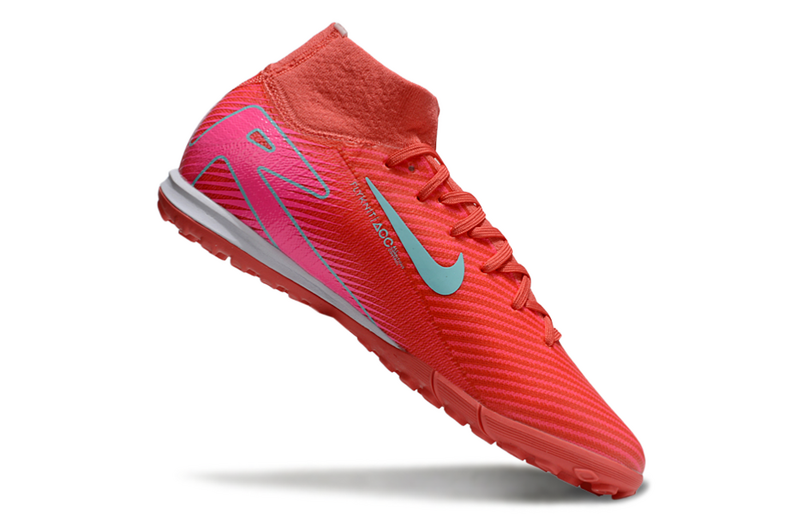 CHUTEIRA NIKE MERCURIAL AIR ZOOM SUPERFLY 10 ELITE SOCIETY "MAD ENERGY" - VERMELHA E CIANO