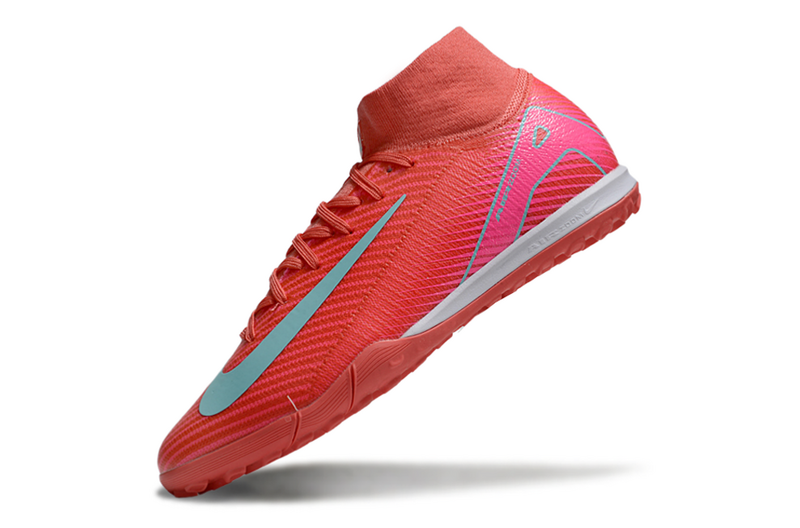 CHUTEIRA NIKE MERCURIAL AIR ZOOM SUPERFLY 10 ELITE SOCIETY "MAD ENERGY" - VERMELHA E CIANO