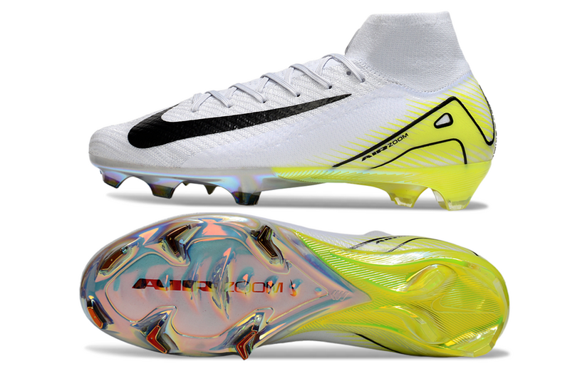 CHUTEIRA NIKE AIR ZOOM MERCURIAL SUPERFLY 10 ELITE CAMPO - BRANCA E AMARELA