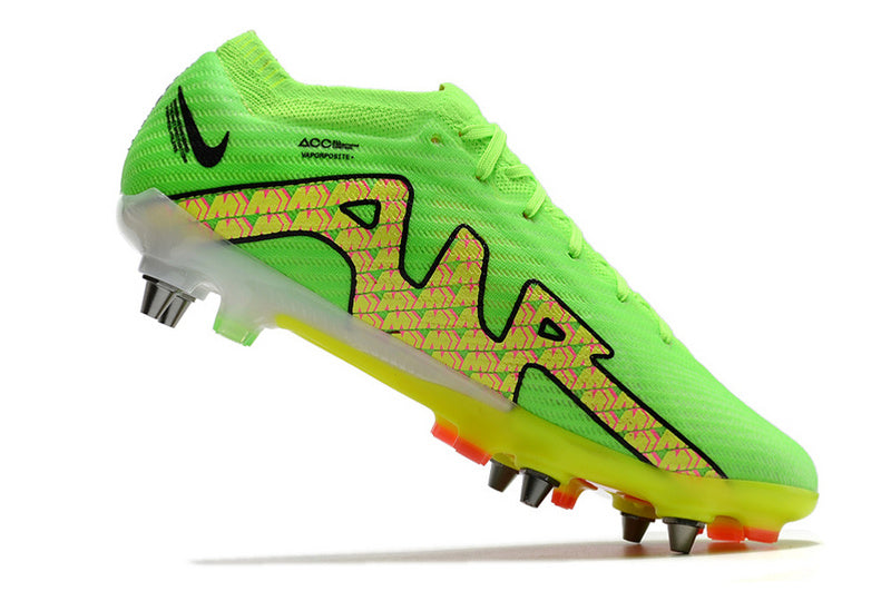 CHUTEIRA NIKE AIR ZOOM MERCURIAL VAPOR 15 ELITE TRAVA MISTA - VERDE E AMARELA