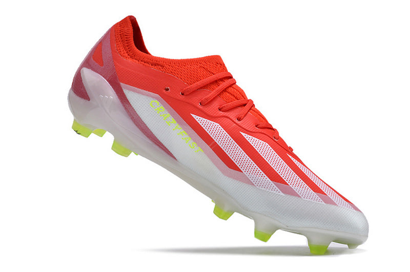 CHUTEIRA ADIDAS X CRAZYFAST.1 CAMPO "ENERGY CITRUS" - VERMELHA E BRANCA