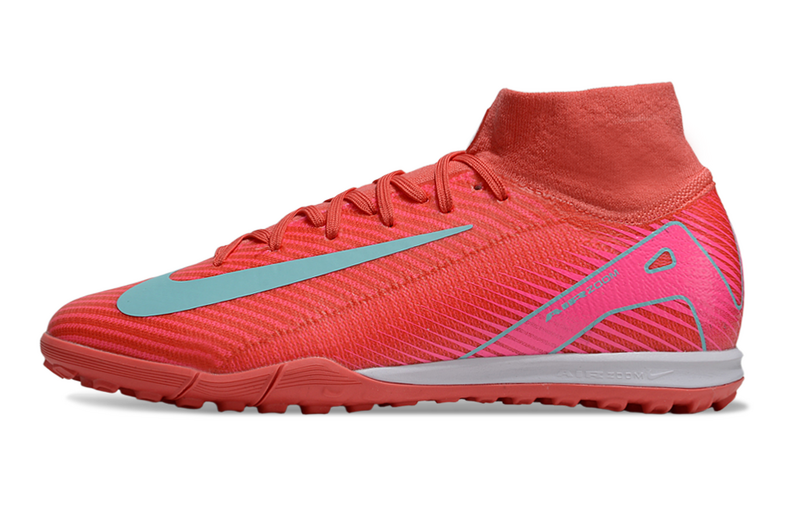 CHUTEIRA NIKE MERCURIAL AIR ZOOM SUPERFLY 10 ELITE SOCIETY "MAD ENERGY" - VERMELHA E CIANO