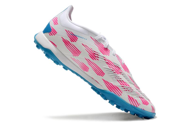 CHUTEIRA ADIDAS PREDATOR 24 ELITE SOCIETY "REEMERGENCE" - BRANCA, AZUL E ROSA