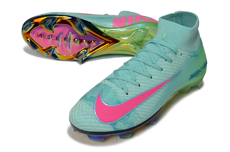 CHUTEIRA NIKE AIR ZOOM MERCURIAL SUPERFLY 10 ELITE CAMPO "COSMIC SPEED 2" - VERDE E ROSA