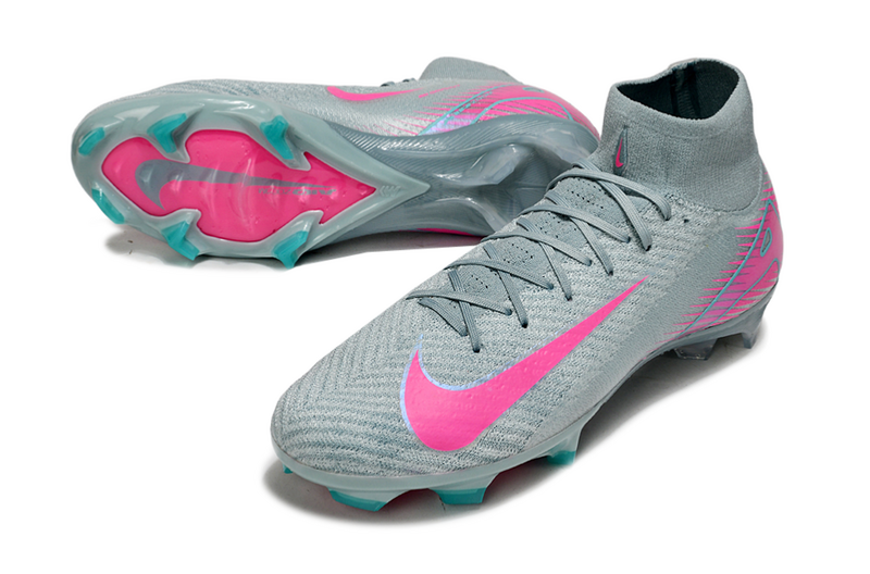 CHUTEIRA NIKE AIR ZOOM MERCURIAL SUPERFLY 10 ELITE CAMPO "PRISM" - VERDE E ROSA