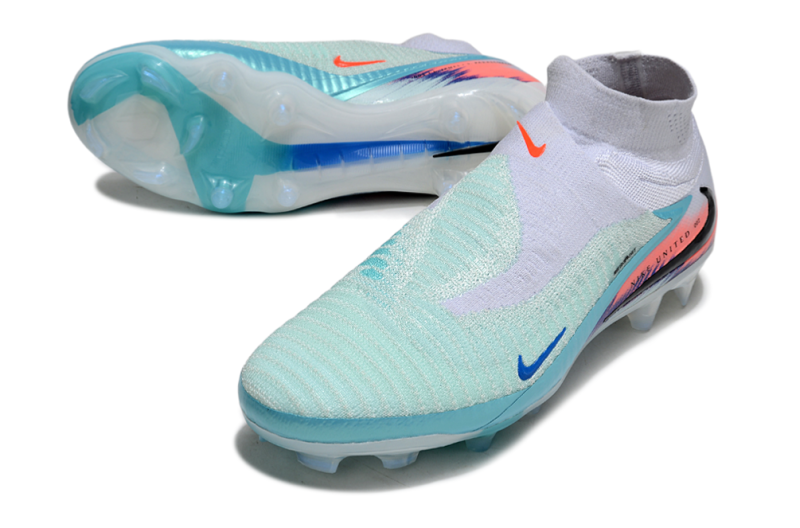 CHUTEIRA NIKE PHANTOM 6 ELITE CAMPO "UNITED 002" - BRANCA E AZUL