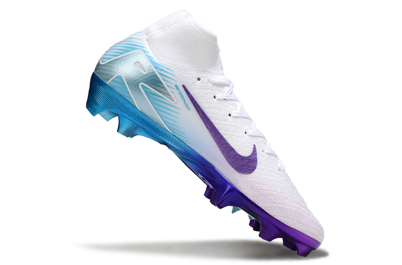 CHUTEIRA NIKE AIR ZOOM MERCURIAL SUPERFLY 10 ELITE CAMPO "CHROMATIC" - BRANCA E ROXA