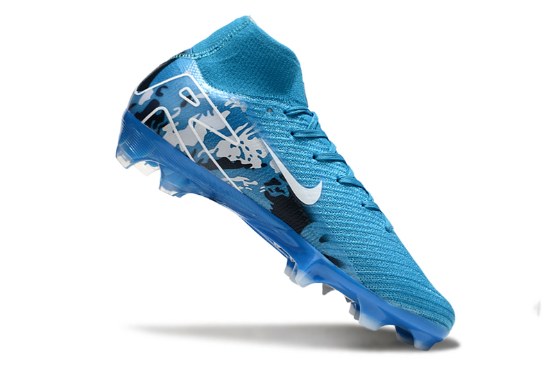 CHUTEIRA NIKE AIR ZOOM MERCURIAL SUPERFLY 10 ELITE CAMPO - AZUL E BRANCA