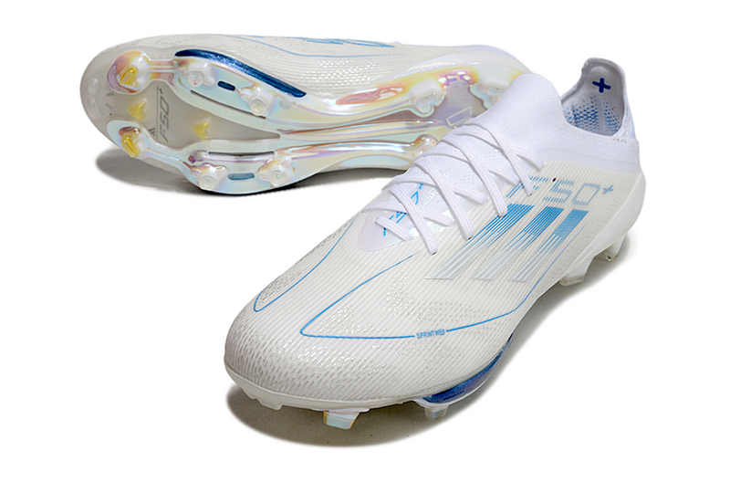 CHUTEIRA ADIDAS F50.1 LIGHTSTRIKE PRO ELITE CAMPO - BRANCA E AZUL