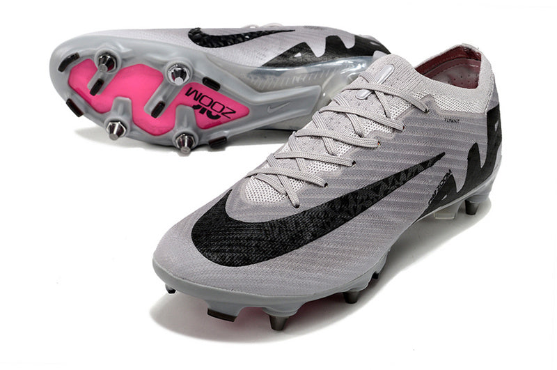CHUTEIRA NIKE AIR ZOOM MERCURIAL VAPOR 15 ELITE TRAVA MISTA "RISING GEM" - CINZA E PRETA