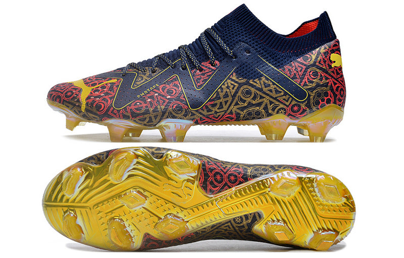 CHUTEIRA PUMA FUTURE ULTIMATE CAMPO - AZUL E AMARELA