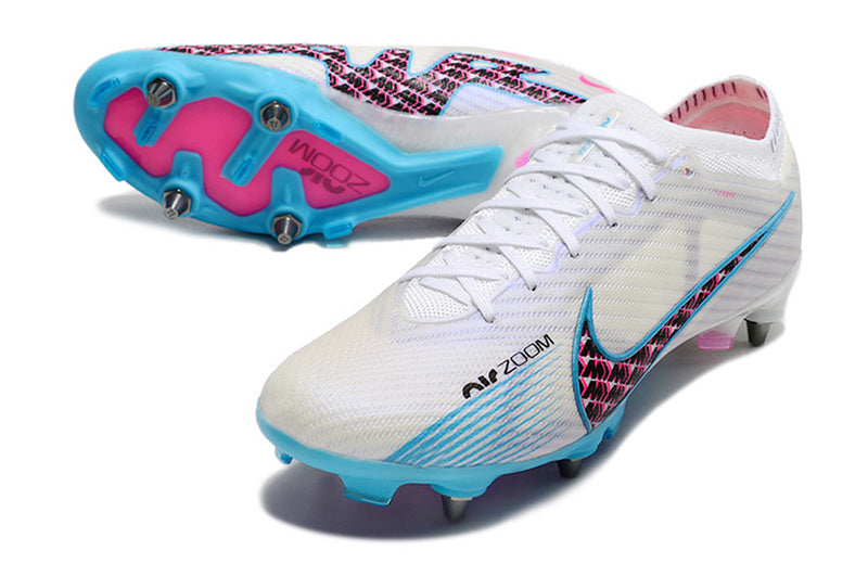 CHUTEIRA NIKE AIR ZOOM MERCURIAL VAPOR 15 ELITE TRAVA MISTA "BLAST" - BRANCA E AZUL