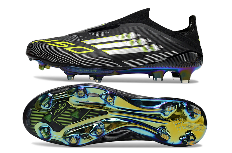 CHUTEIRA ADIDAS F50 LACELESS LIGHTSTRIKE PRO ELITE CAMPO - PRETA E AMARELA